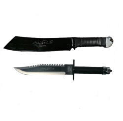DEPOX Set Cutit de vanatoare, 40 cm si Maceta Rambo 56, 5 cm, DEPOX®, Teaca inclusa (1478)