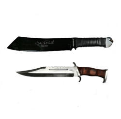 DEPOX Set Cutit Baioneta 42 cm si Maceta Rambo 56, 5 cm, DEPOX®, Teaca inclusa (1479)