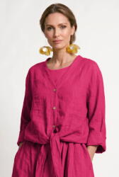 SHOPIKA Blazer din in cu croiala lejera si inchidere cu nod, fucsia Talie unica