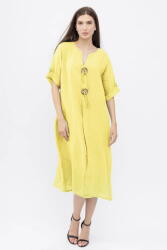 SHOPIKA Rochie oversize din in, cu nasturi pe piept, galben pai Talie unica