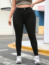 Shein Plus Size Fekete Magas Derekú Farmer Női Csőnadrág 52 1KA
