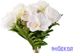  Rózsa-Orchidea 18 ágú csokor 45 cm - Fehér
