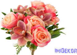  Rózsa-Orchidea 18 ágú csokor 45 cm - Pinkes Rózsaszín