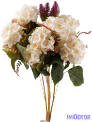  Hortenzia 15 ágú bogáncsos csokor 58 cm - Krém