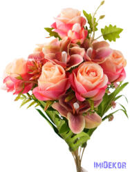  Rózsa-Orchidea 18 ágú csokor 56 cm - Pinkes Rózsaszín