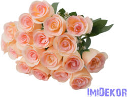  Bimbós Rózsa 18 ágú selyem csokor 41 cm - Krém-Rózsaszín