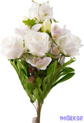  Rózsa-Orchidea 18 ágú csokor 56 cm - Fehér