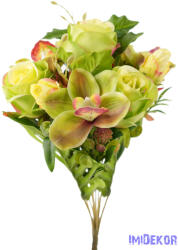  Rózsa-Orchidea 13 ágú csokor 47 cm - Zöld