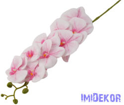  Orchidea ág gumírozott eres selyem 90cm - Fehér-Rózsaszín