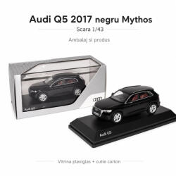 SPARK Macheta auto Audi Q5 2017 negru Mythos, scara 1: 43, Spark Dealer Edition, vitrina plexiglas (2904)