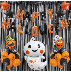 doUp Lufik Halloweenre XL Narancssárga-fekete Felirat Szellemek Pókok Dísz Szett