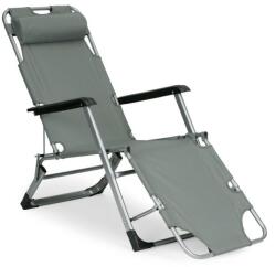 Sersimo Sezlong pliabil 2 in 1 gri, cu spatar reglabil si tetiera detasabila (ML-ZRL010F-GRAY)
