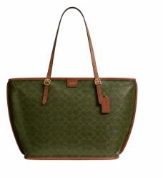 Coach Дамска чанта Coach Taxi Tote In Signature Canvas, Маслинено зелена (CCC40-BROWN)