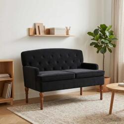 vidaXL Canapea cu capitonaj butonat Negru 111 x 65 x 79 cm Catifea GartenMobel Dekor (42041849)