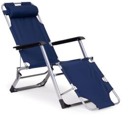 Sersimo Sezlong pliabil 2 in 1 bleumarin, reglabil, cu tetiera si cadru metalic (ML-ZRL010F-BLUE)