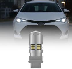 AutoREY Bec LED Auto T20 7440 o singura faza cu Lupa si 60 LED-uri Premium Culoare Alb 6000K pentru Pozitie sau DRL, lumini de zi, CANBUS, fara eroare de bec ars, 12V, Putere 30W (AI18-16)