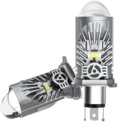 Autorey Set 2 Becuri LED H4 cu Lupa, SUPER CSP, Putere 150W si 27.000 Lumeni, Ventilator Integrat, Cu cipuri CSP 7035, 6000K Alb Rece, fara eroare de bec ars AutoREY® PRO (AR-25)