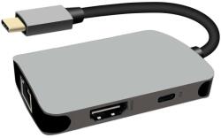 PremiumCord USB-C HDMI RJ45 PD adapterre, alumínium tokkal (ku31dock18)