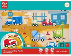 Hape Дървен образователен пъзел Hape - Строителни машини, 10 части (H1456) - ozone