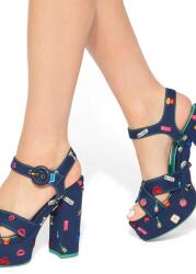 Kurt Geiger London сандали с висок ток Embroidery Platform Navy Canvas (5855484339)