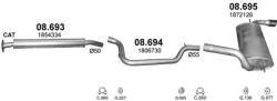 Polmostrow Komplett kipufogó rendszer szerelvényekkel - FORD Focus III (1.5 / 1.6, EcoBoost, 2011-2018) (SET-POL-08693-08694-08695)