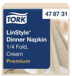 Tork Szalvéta, iparilag komposztálható, 1/4 hajtogatott, 1 rétegű, 39x39 cm, Premium, TORK LinStyle, krém (KHH956) (KHH956)