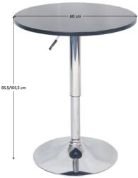  Bárasztal, magasság állítással, króm/ fekete, átmérő 60 cm, BRANY 2 NEW (0000365593)