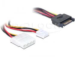 Delock 15-пинов SATA (мъжки) - 4-пинов Molex (женски) + 3, 5-инчов флопи, Y-образен захранващ кабел