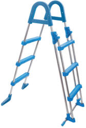  Medence létra, kétágú, 3+3 fokos, 90 cm magas medencéhez, rozsdamentes acél, műanyag lépcsőfokokkal, levehető külső létrarésszel (3EXX0194)