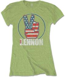 John Lennon Peace Fingers US Flag Kiwi Green L Дамски Риза (<![CDATA[JLTS04LKG03]]>)