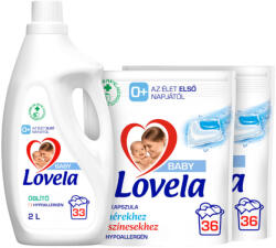 Lovela INGYENES SZÁLLÍTÁS - Lovela Baby kapszula csomag : Lovela Baby mosókapszula 2x36 db + Lovela Baby öblítő 2 liter