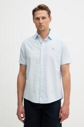 U. S. Polo Assn U. S. Polo Assn. férfi vászon ing LINEN BLEND SS - kék S
