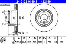 ATE Disc frana ATE 24.0122-0159.1 (24.0122-0159.1) - turbochic