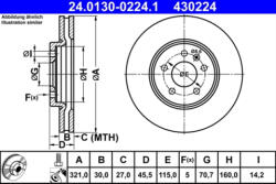 ATE Disc frana ATE 24.0130-0224.1 (24.0130-0224.1) - turbochic