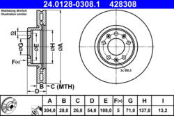 ATE Disc frana ATE 24.0128-0308.1 (24.0128-0308.1) - turbochic
