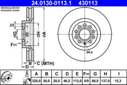 ATE Disc frana ATE 24.0130-0113.1 (24.0130-0113.1) - turbochic