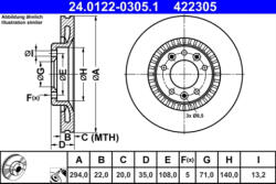 ATE Disc frana ATE 24.0122-0305.1 (24.0122-0305.1) - turbochic