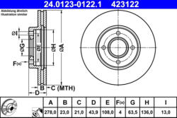 ATE Disc frana ATE 24.0123-0122.1 (24.0123-0122.1) - turbochic