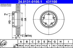 ATE Disc frana ATE 24.0131-0100.1 (24.0131-0100.1) - turbochic