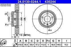 ATE Disc frana ATE 24.0130-0244.1 (24.0130-0244.1) - turbochic