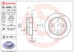 Brembo Disc frana spate BREMBO 08. A869.11 (08.A869.11)