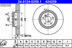 ATE Disc frana ATE 24.0124-0259.1 (24.0124-0259.1) - turbochic