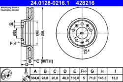 ATE Disc frana ATE 24.0128-0216.1 (24.0128-0216.1) - turbochic