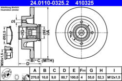 ATE Disc frana ATE 24.0110-0325.2 (24.0110-0325.2) - turbochic