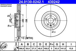 ATE Disc frana ATE 24.0130-0242.1 (24.0130-0242.1) - turbochic