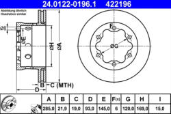 ATE Disc frana ATE 24.0122-0196.1 (24.0122-0196.1) - turbochic
