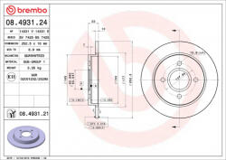 Brembo Disc frana spate BREMBO 08.4931. 21 (08.4931.21)