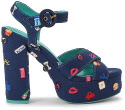 Kurt Geiger London magas sarkú szandál Embroidery Platform Navy Canvas - kék Női 36