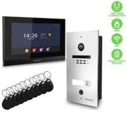 EVOLVEO WiFi-s 7 colos 2 VEZETÉKES érintőképernyős kaputelefon SZETT. Kártya- és ujjlenyomatolvasó, SÜLLYESZTETT kültéri. EVOLVEO. DP-ID-1S (SED DP-ID-1-S)