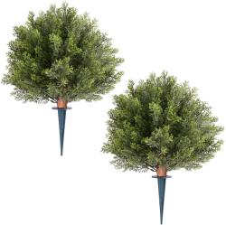 Vevor Műciprusfák 2 db 406 mm földbe vájt karóval, selyemlevelekkel